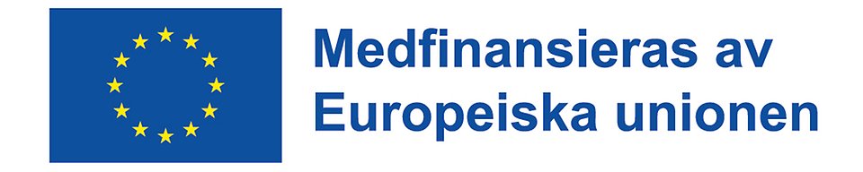 EU-logotyp med texten "Medfinansieras av Europeiska unionen" under flaggan